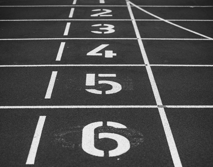 Running track lanes with a playful twist on the Sprint name and referencing movement from A to B