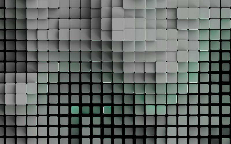 An Illustration of white, black and green blocks to symbolise data aggregation.